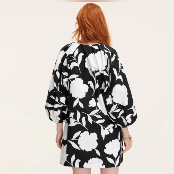 Kate Spade X Target Rose Poplin Black/White Long Sleeve Mini Dress Medium NEW - Picture 2 of 7